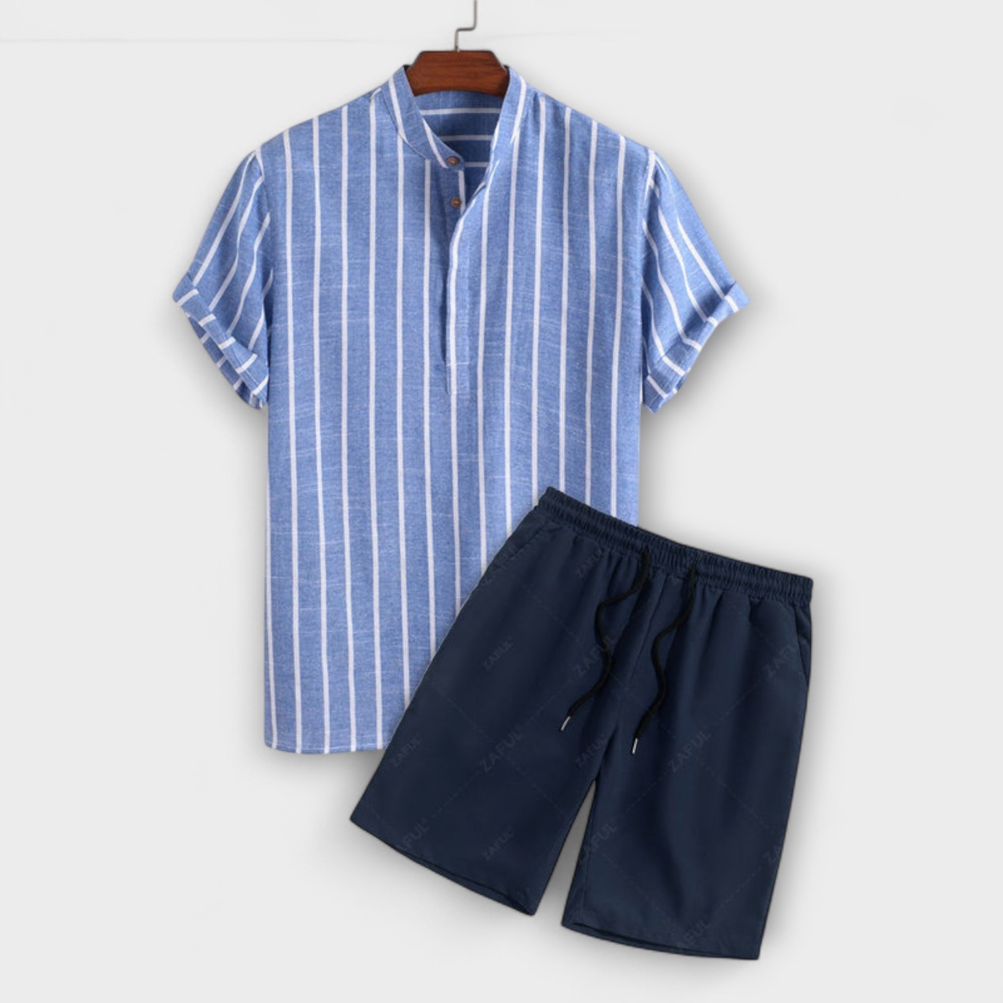 Velmorin™ | Linen Striped Shirt & Shorts